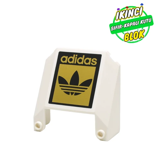 LEGO® Windscreen 6 x 6 x 2 with Black/Gold 'adidas' and Logo print Beyaz Sıfır