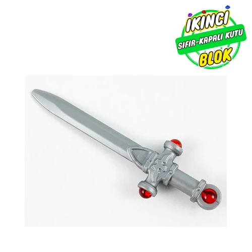 LEGO® Weapon Sword with Bat, Trans Red Jewels Pattern (Sword of Gryffindor) Mat Gümüş Sıfır