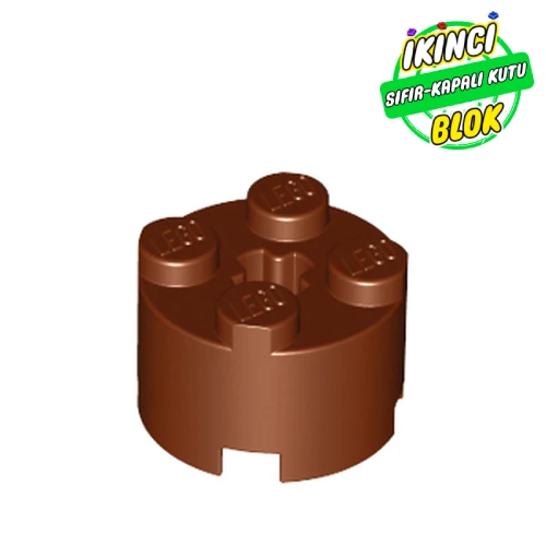 LEGO® 2 x 2 Kavisli Daire Tuğla Aks Boşluklu Kızıl Kahverengi Sıfır