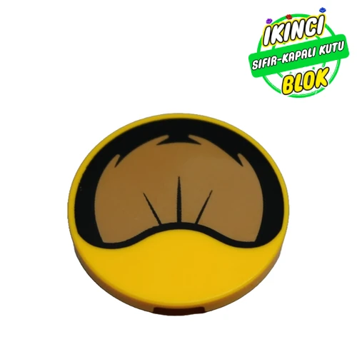 LEGO® Tile Round 3 x 3 with Medium Nougat/Black Lion Ear print Parlak Açık Turuncu Sıfır