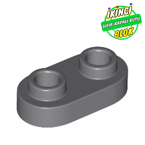 LEGO® 1 x 2 Yuvarlak Plaka (Açık Studlu) Koyu Mavimsi Gri Sıfır