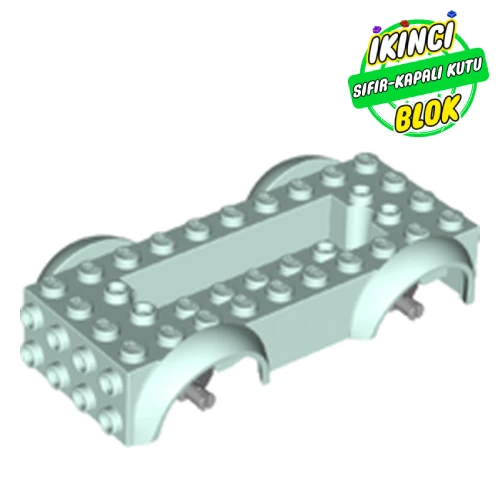 LEGO® Vehicle Base 4 x 10 x 2 1/2 with Mudguards, Wheel Pins and 6 x 2 Centre Recess with 3 Holes, Light Bluish Gray Wheel Holders Açık Akuamarin Sıfır