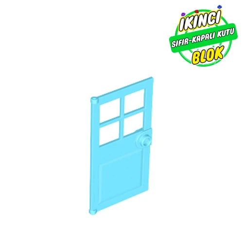 LEGO® Door 1 x 4 x 6 with 4 Panes and Stud Handle Orta Azur Sıfır