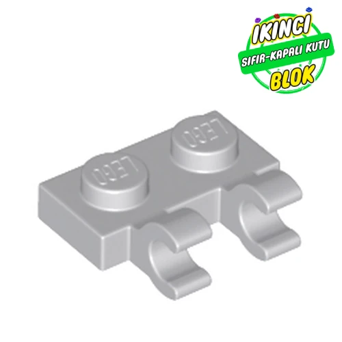 LEGO® Plate Special 1 x 2 with Clips Horizontal [Open O Clips] Açık Mavimsi Gri Sıfır
