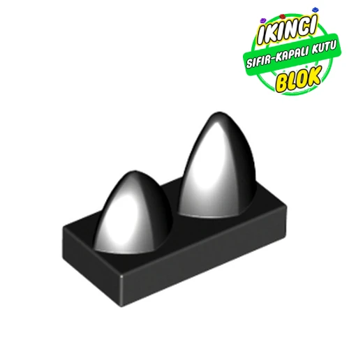 LEGO® Tile Special 1 x 2 with Two Vertical Teeth / Tooth Siyah Sıfır