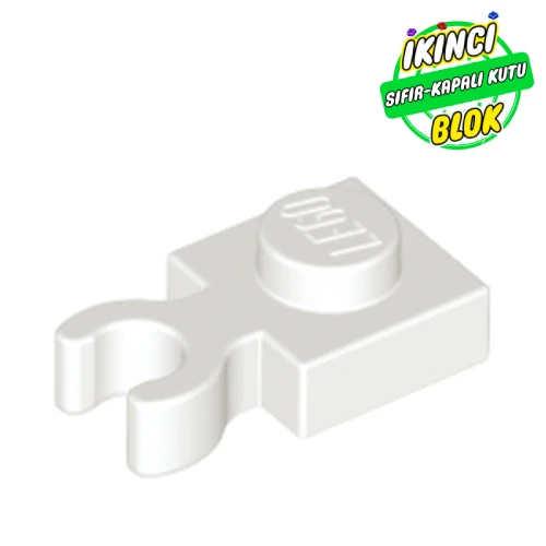 LEGO® Plate Special 1 x 1 with Clip Vertical [Thick Open O Clip] Beyaz Sıfır