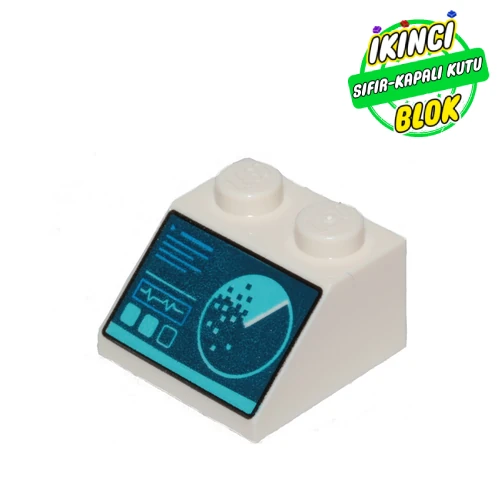 LEGO® Slope 45° 2 x 2 with Computer Screen, Radar print Beyaz Sıfır