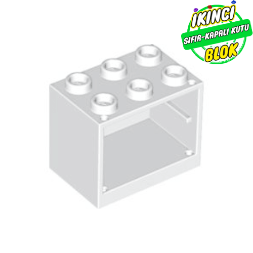 LEGO® 2 x 3 x 2 Hazne Üst İçi Boş Bağlantılı Beyaz Sıfır