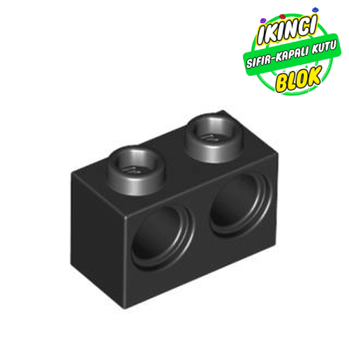 LEGO® 1 x 2 Technic Tuğla 2 Pim Girişli Siyah Sıfır