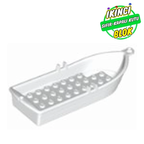 LEGO® Boat / Rowing Boat 14 x 5 x 2 with Oarlocks [No Hollow Inside Studs] Beyaz Sıfır