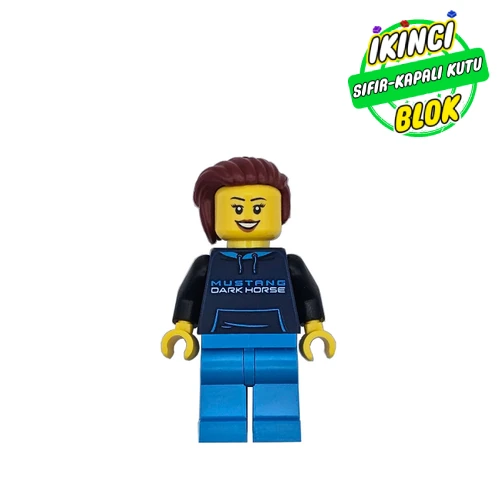 LEGO® Minifigür Race Driver - Dark Blue Torso, Dark Azure Legs, Dark Red Hair Sıfır sc114