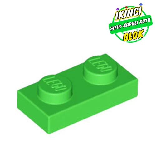 LEGO® 1 x 2 Plaka Parlak Yeşil Sıfır