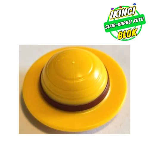 LEGO® Straw Hat with Dark Red Hair, Dark Red Band pattern Parlak Açık Turuncu Sıfır