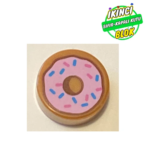 LEGO® Tile Round 1 x 1 with Pink Donut print Orta Nugat Sıfır