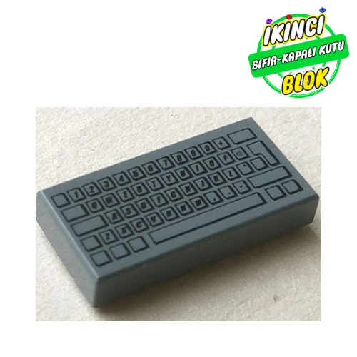 LEGO® Tile 1 x 2 with Computer Keyboard Standard Print Koyu Mavimsi Gri Sıfır