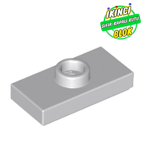 LEGO® 1 x 2 Modifiye Düz Plaka 1 Birim Atlatıcılı Açık Mavimsi Gri Sıfır