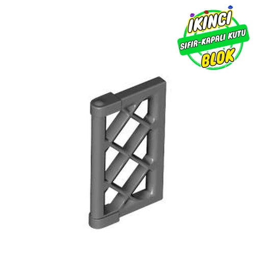 LEGO® Window 1 x 2 x 3 Pane Latticed with Thick Corner Tabs Koyu Mavimsi Gri Sıfır