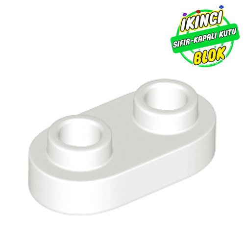 LEGO® 1 x 2 Yuvarlak Plaka (Açık Studlu) Beyaz Sıfır
