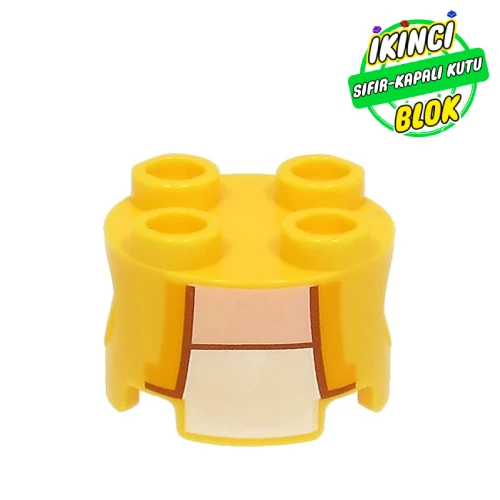 LEGO® Brick Round 2 x 2, Pin Holes with Gold Lapels, Dark Orange Trim, and White Undershirt Print Sarı Sıfır