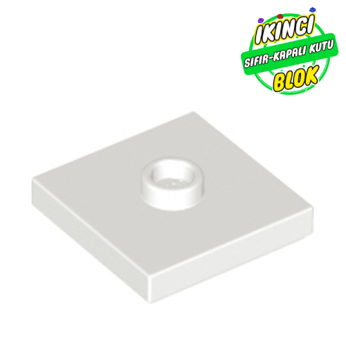 LEGO® 2 x 2 Modifiye Düz Plaka 1 Birim Merkezli Çıkışlı Beyaz Sıfır