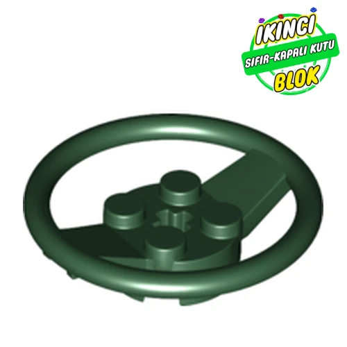 LEGO® Steering Wheel with 4 Studs on Center Koyu Yeşil Sıfır