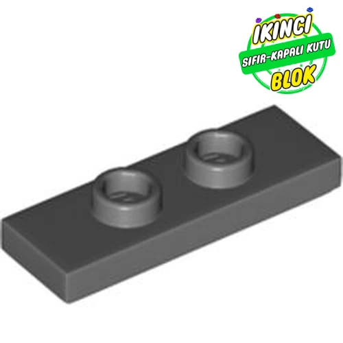 LEGO® Plate Special 1 x 3 with 2 Studs with Groove and Inside Stud Holder (Jumper) Koyu Mavimsi Gri Sıfır