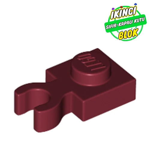 LEGO® Plate Special 1 x 1 with Clip Vertical [Thick Open O Clip] Koyu Kırmızı Sıfır