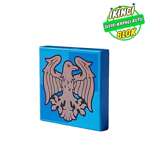 LEGO® Tile 2 x 2 with Copper Raven, Ravenclaw Crest print Koyu Azur Sıfır