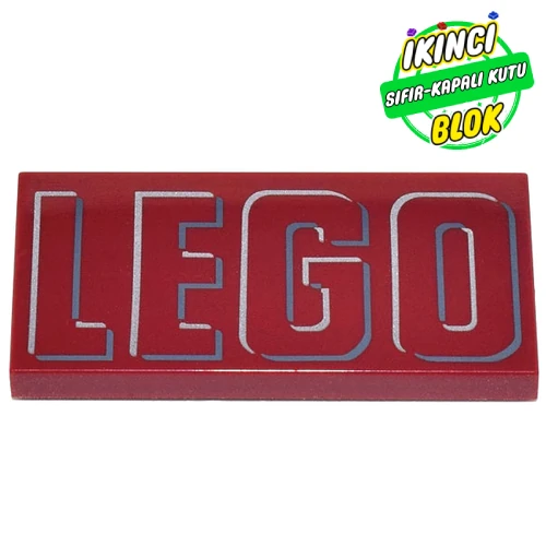 LEGO® Tile 2 x 4 with White 'LEGO' print Koyu Kırmızı Sıfır