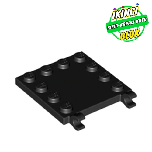 LEGO® Plate Special 4 x 4 with Studs on Edges and Clips Horizontal Siyah Sıfır