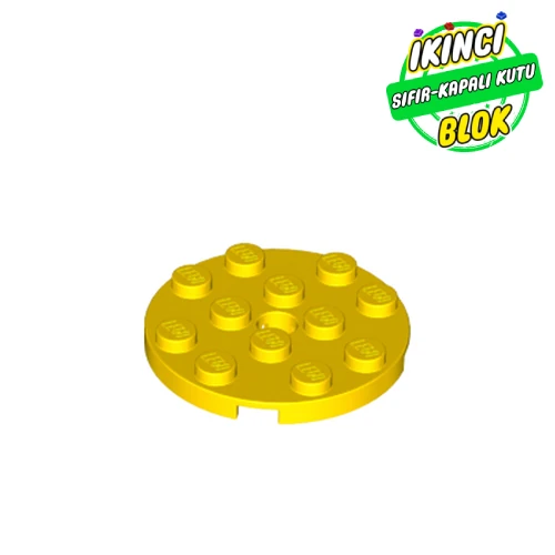 LEGO® Plate Round 4 x 4 with Pin Hole Sarı Sıfır