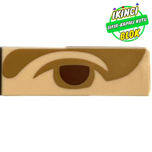 LEGO® Tile 1 x 3 with Reddish Brown Eye, Nougat Eyebrow print Açık Nugat Sıfır