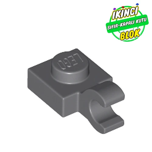 LEGO® Plate Special 1 x 1 with Clip Horizontal [Thick Open O Clip] Koyu Mavimsi Gri Sıfır