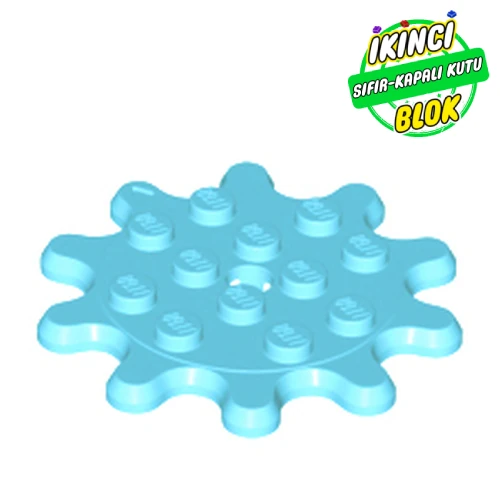 LEGO® Plate Special 4 x 4 Splat Gear with 10 Teeth Orta Azur Sıfır