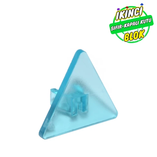 LEGO® Road Sign Clip-on 2.2 x 2.667 Triangular with Open O Clip ŞEffaf Açık Mavi Sıfır