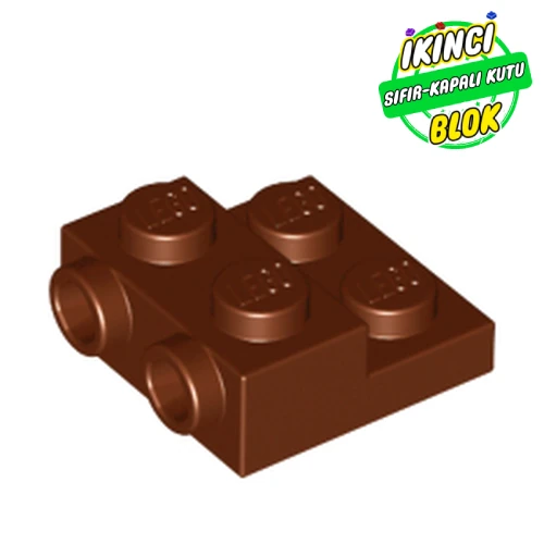 LEGO® Plate Special 2 x 2 x 2/3 with Two Studs On Side and Two Raised Kırmızımsı Kahverengi Sıfır