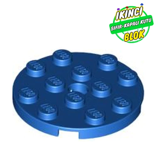 LEGO® Plate Round 4 x 4 with Pin Hole Mavi Sıfır