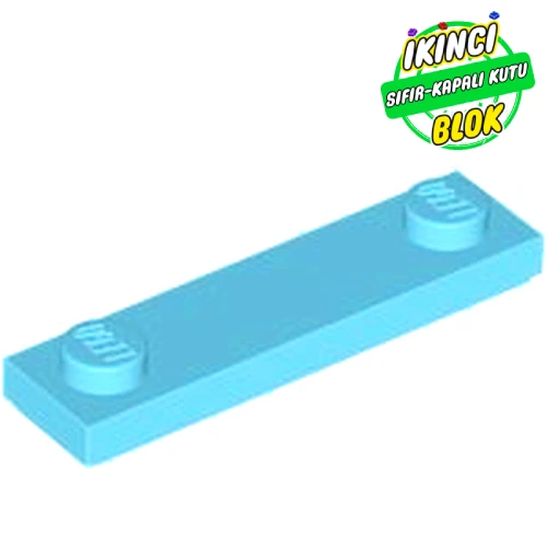 LEGO® Plate Special 1 x 4 with 2 Studs with Groove [New Underside] Orta Azur Sıfır