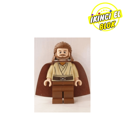 LEGO® Minifigür Qui-Gon Jinn, Plain Reddish Brown Legs (3626b Head) İkinci El