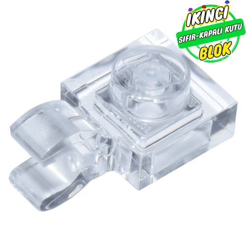 LEGO® 1 x 1 Modifiye Plaka, Açık O Klipsli (Kalın, Dikey Tutuşlu) Şeffaf Sıfır