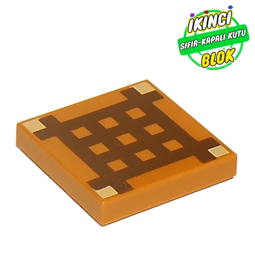 LEGO® Tile 2 x 2 with Dark Brown Minecraft Grid Print (Crafting Table) Orta Nugat Sıfır