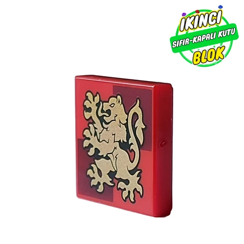 LEGO® Tile 2 x 2 with Gold Lion, Gryffindor Crest print Kırmızı Sıfır