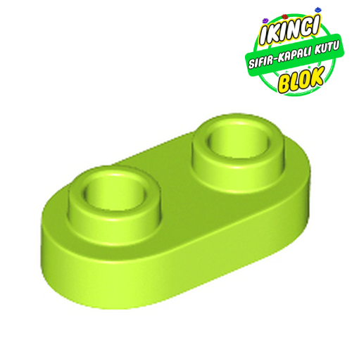 LEGO® 1 x 2 Yuvarlak Plaka (Açık Studlu) Limon Yeşili Sıfır