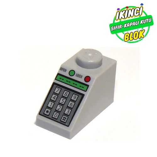 LEGO® Slope 45° 2 x 1 with Bottom pin, with Green and Red Buttons and Keypad Print Açık Mavimsi Gri Sıfır