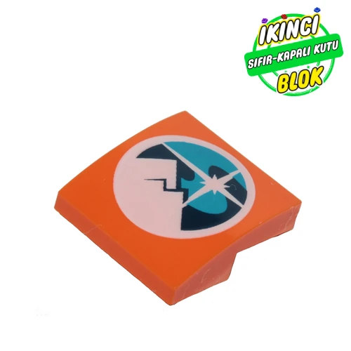 LEGO® Slope Curved 2 x 2 x 2/3 with Dark Blue, Dark Azure & White Arctic Logo Print Turuncu Sıfır