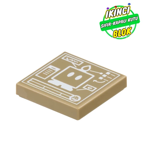 LEGO® Tile 2 x 2 with Blueprint, Schematic Bob-omb print Koyu Bej Sıfır
