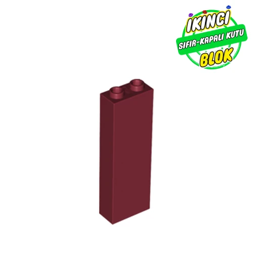 LEGO® Brick 1 x 2 x 5 with Blocked Open Studs and Bottom Stud Holder with Asymmetric Ridges Koyu Kırmızı Sıfır