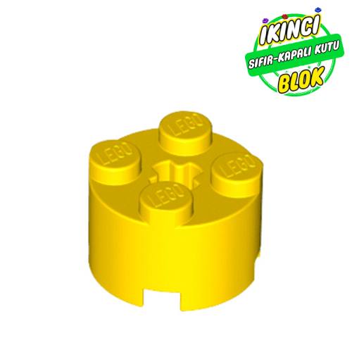 LEGO® 2 x 2 Kavisli Daire Tuğla Aks Boşluklu Sarı Sıfır