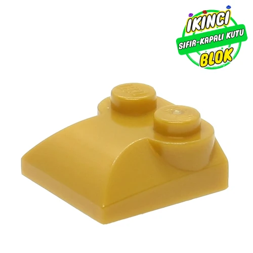 LEGO® 2 x 2 x 2/3 Kavisli Köşeli 2 Studlı Eğimli Parça Metalik Altın Sıfır