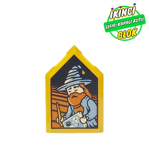 LEGO® Tile Special 2 x 3 Pentagonal with Unknown Sleeping Wizard Portrait print İnci Altın Sıfır